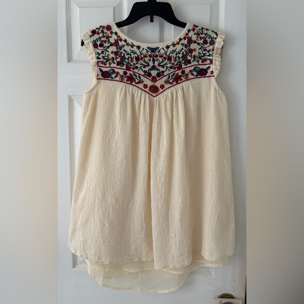 Umgee Cream Dress with Multicolor Floral Embroidery
